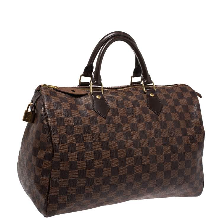 Pre Owned Louis Vuitton Damier Ebene Canvas Speedy 35 Bag