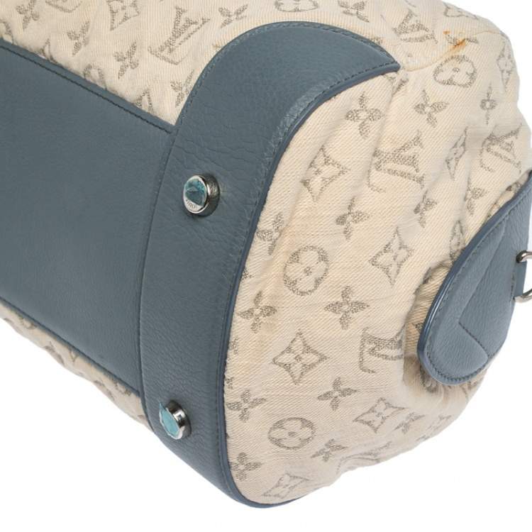 Pre Owned Louis Vuitton Limited Edition Blue Monogram Denim Speedy Round Bag