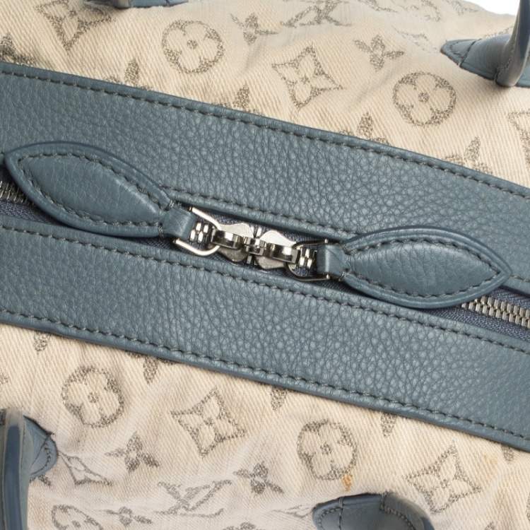 Pre Owned Louis Vuitton Limited Edition Blue Monogram Denim Speedy Round Bag