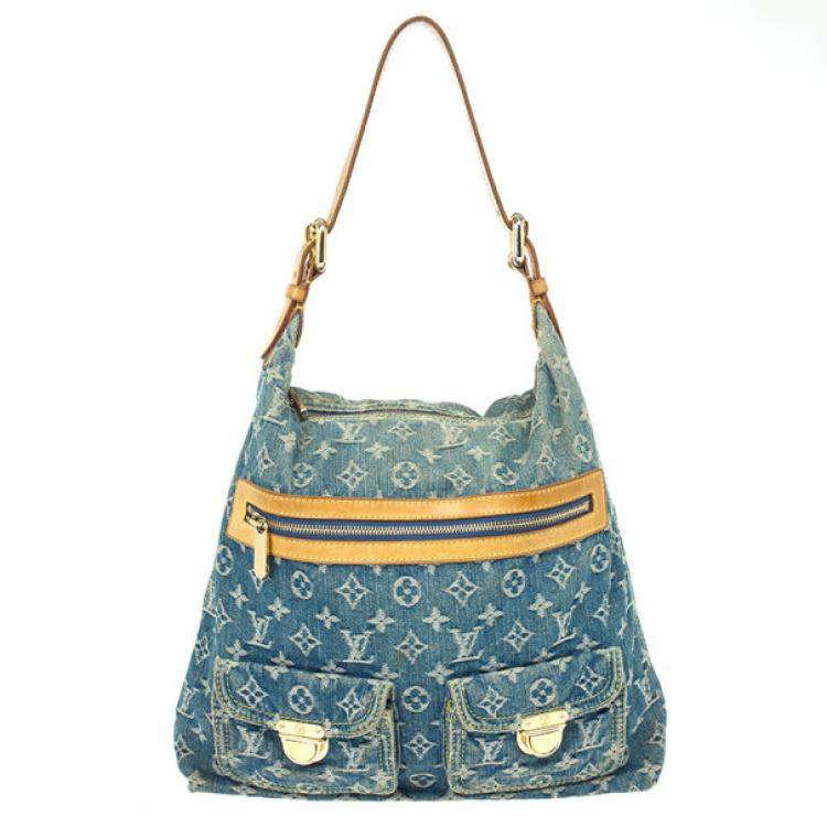 Authentic Louis Vuitton blue denim monogram baggy GM bag, Luxury