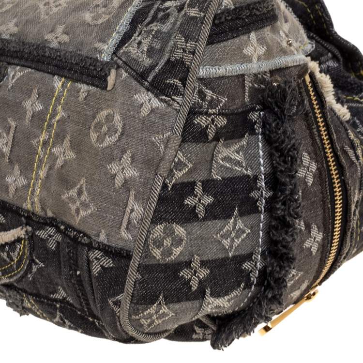 Pre Owned Louis Vuitton Black Monogram Denim Limited Edition Patchwork Speedy Bag
