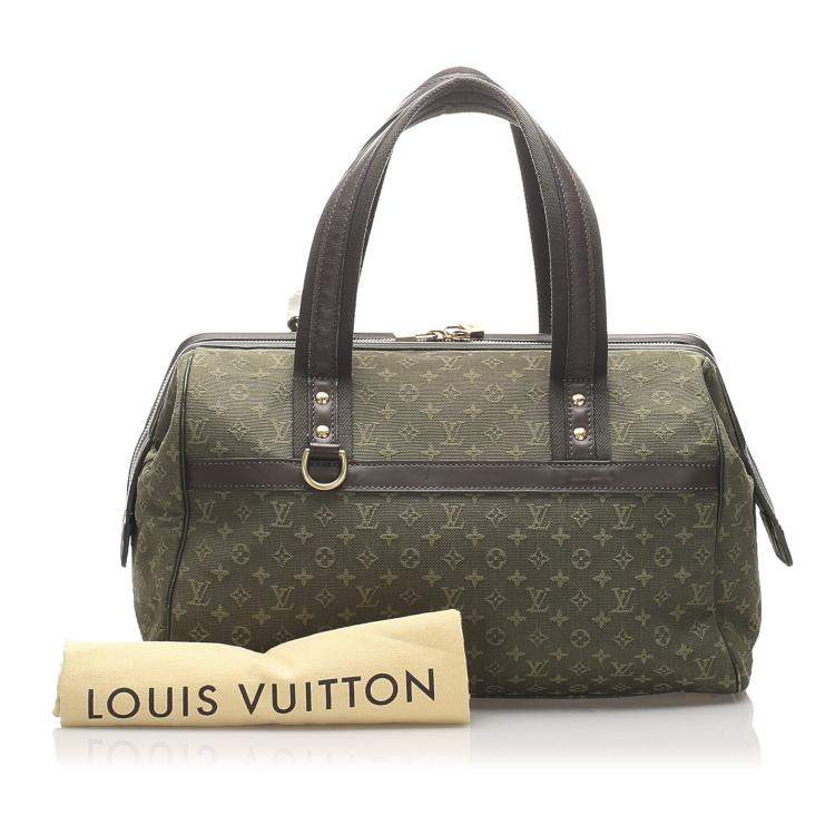 Pre Owned Louis Vuitton Green/Dark Green Mini Lin Canvas Josephine GM Bag