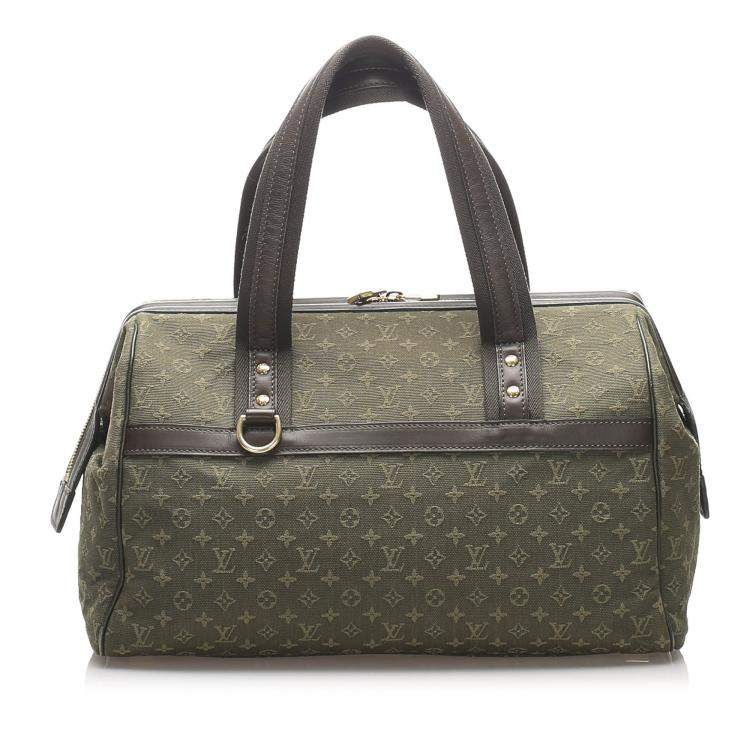 Pre Owned Louis Vuitton Green/Dark Green Mini Lin Canvas Josephine GM Bag