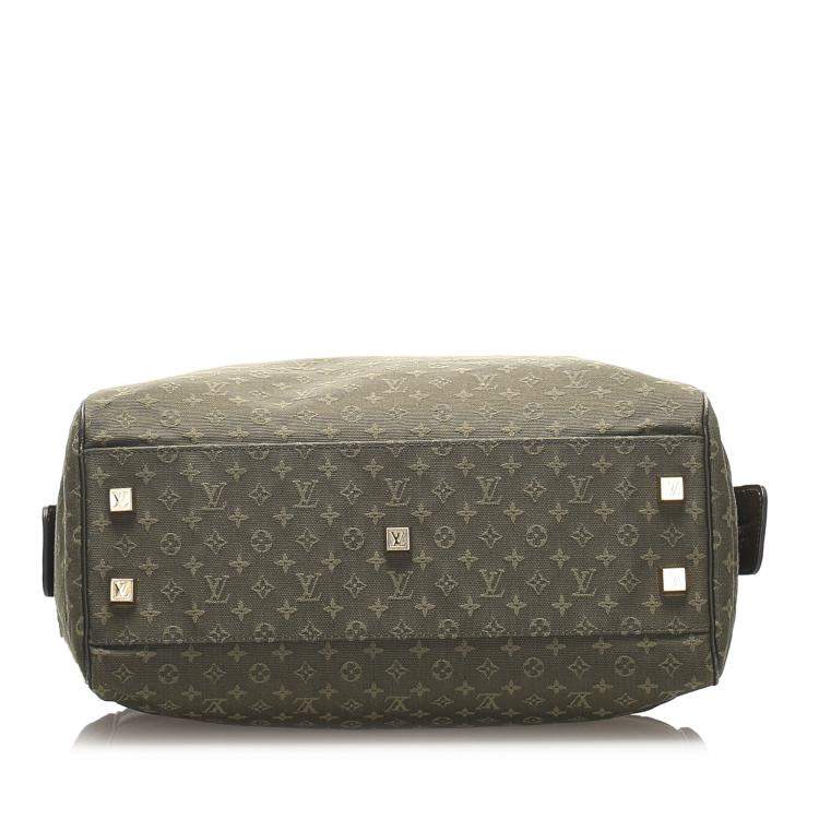 Pre Owned Louis Vuitton Green/Dark Green Mini Lin Canvas Josephine GM Bag