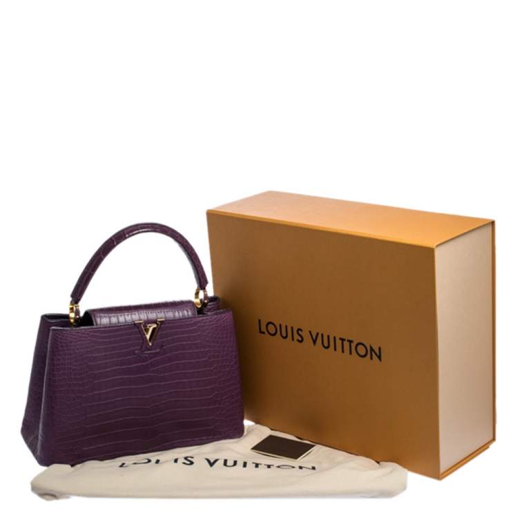 Pre Owned Louis Vuitton Purple Crocodile Capucines MM Bag