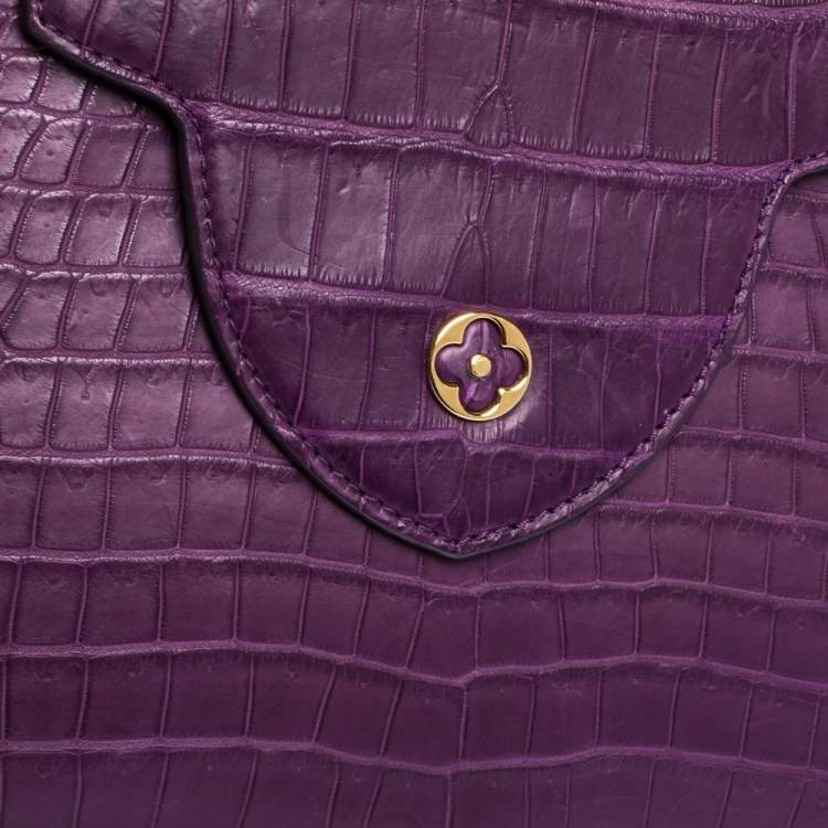 Pre Owned Louis Vuitton Purple Crocodile Capucines MM Bag