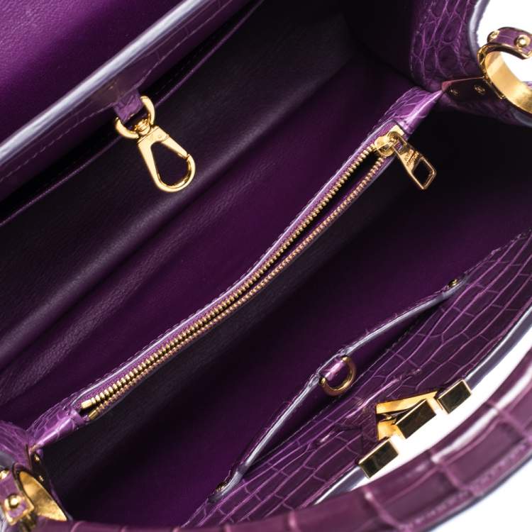 Pre Owned Louis Vuitton Purple Crocodile Capucines MM Bag
