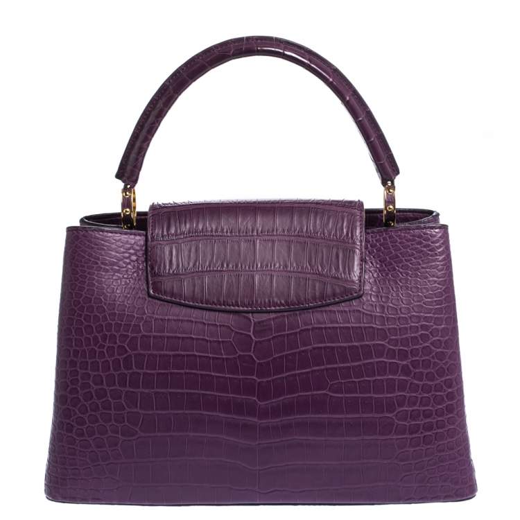 Pre Owned Louis Vuitton Purple Crocodile Capucines MM Bag