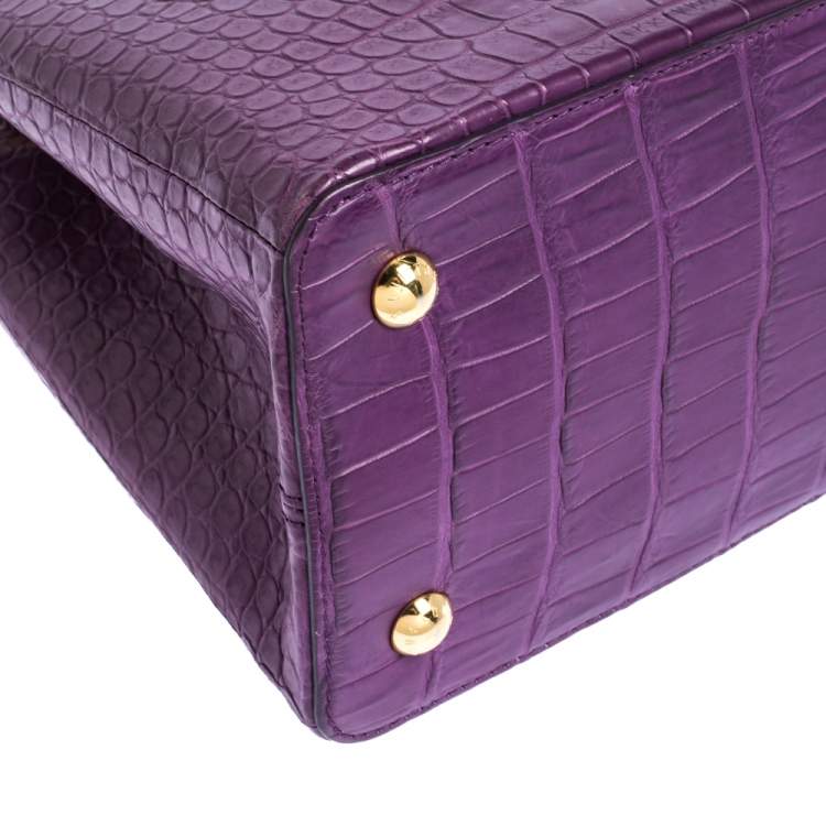Pre Owned Louis Vuitton Purple Crocodile Capucines MM Bag