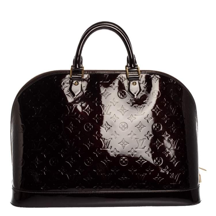 Pre Owned Louis Vuitton Amarante Monogram Vernis Alma Voyager Bag