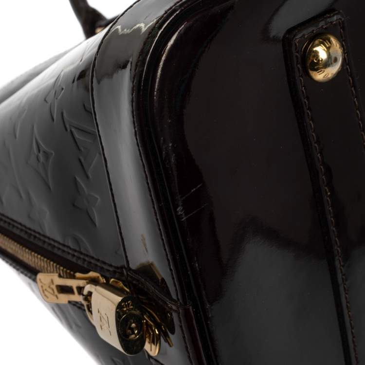 Pre Owned Louis Vuitton Amarante Monogram Vernis Alma Voyager Bag