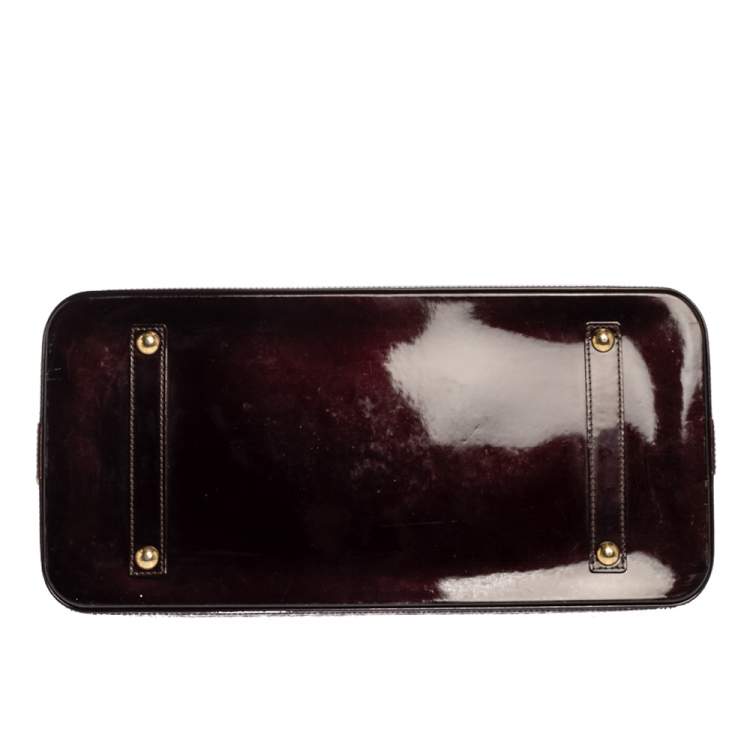 Pre Owned Louis Vuitton Amarante Monogram Vernis Alma Voyager Bag