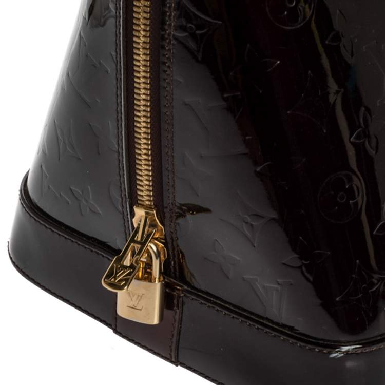 Pre Owned Louis Vuitton Amarante Monogram Vernis Alma Voyager Bag