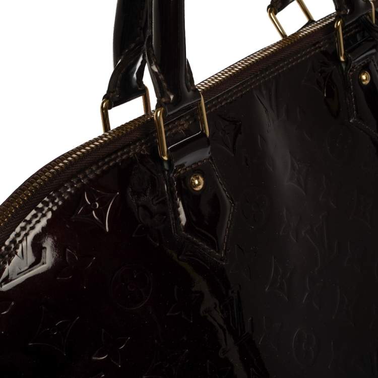 Pre Owned Louis Vuitton Amarante Monogram Vernis Alma Voyager Bag