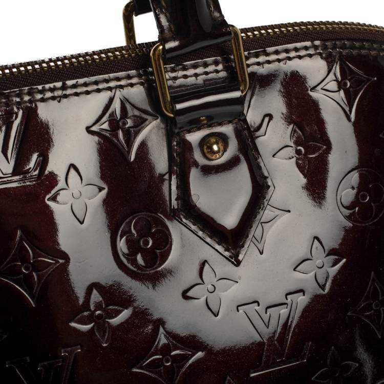 Pre Owned Louis Vuitton Amarante Monogram Vernis Alma Voyager Bag