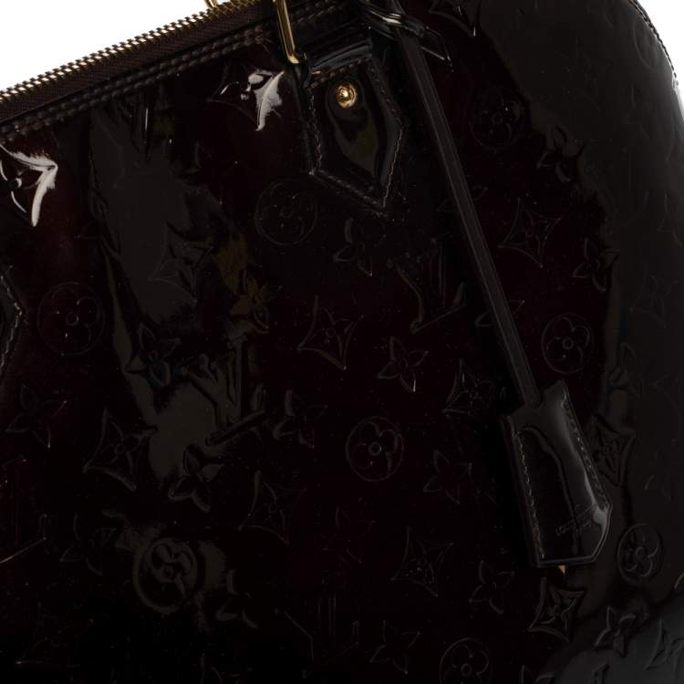 Pre Owned Louis Vuitton Amarante Monogram Vernis Alma Voyager Bag