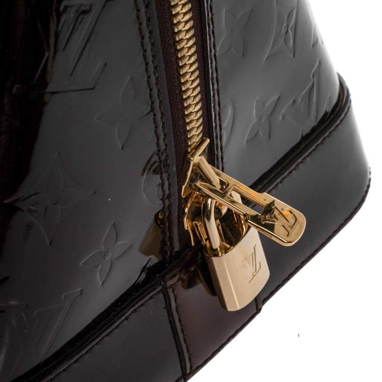 Pre Owned Louis Vuitton Amarante Monogram Vernis Alma Voyager Bag