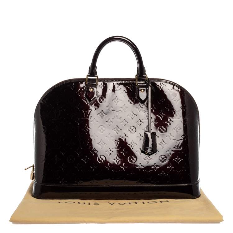 Pre Owned Louis Vuitton Amarante Monogram Vernis Alma Voyager Bag