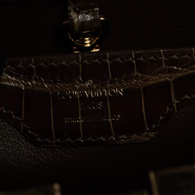 Pre Owned Louis Vuitton Mocha Brown Porosus Crocodile Capucines BB Bag