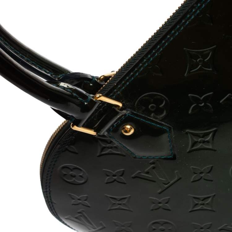 Pre Owned Louis Vuitton Blue Nuit Monogram Vernis Alma GM Bag