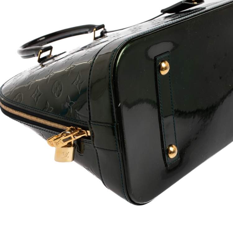 Pre Owned Louis Vuitton Blue Nuit Monogram Vernis Alma GM Bag