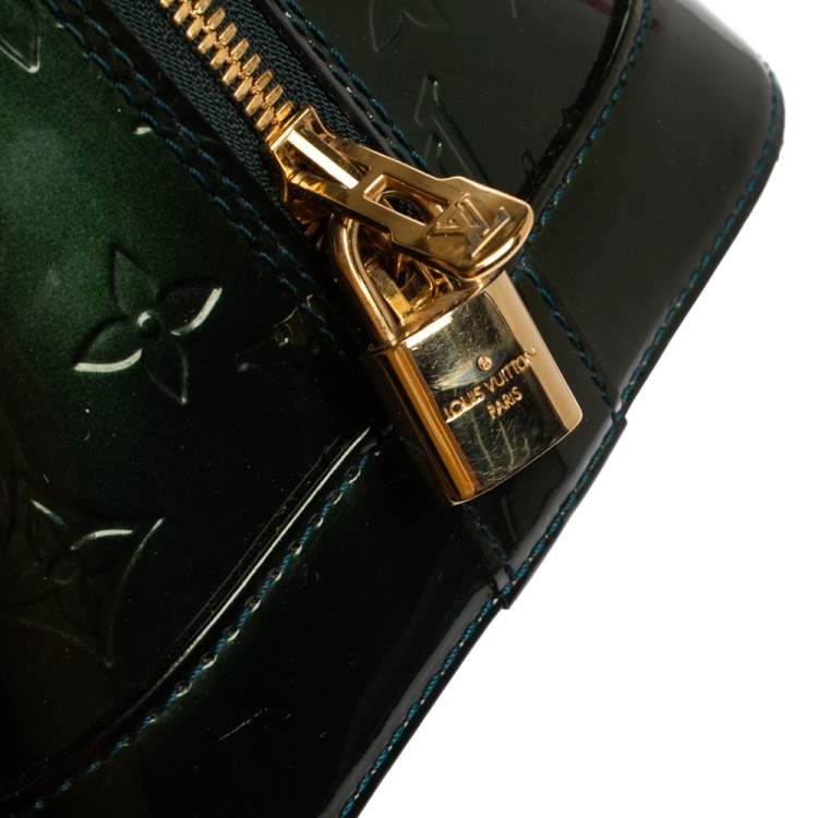 Pre Owned Louis Vuitton Blue Nuit Monogram Vernis Alma GM Bag