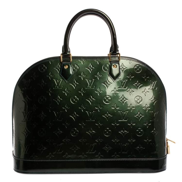 Pre Owned Louis Vuitton Blue Nuit Monogram Vernis Alma GM Bag