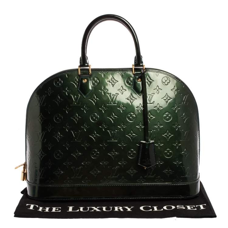 Pre Owned Louis Vuitton Blue Nuit Monogram Vernis Alma GM Bag