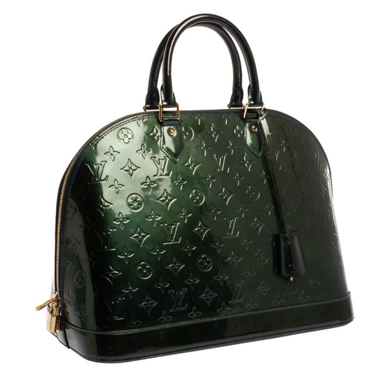 Pre Owned Louis Vuitton Blue Nuit Monogram Vernis Alma GM Bag