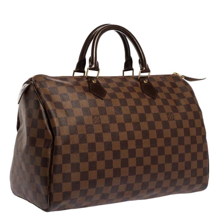Pre Owned Louis Vuitton Damier Ebene Canvas Speedy 35 Bag