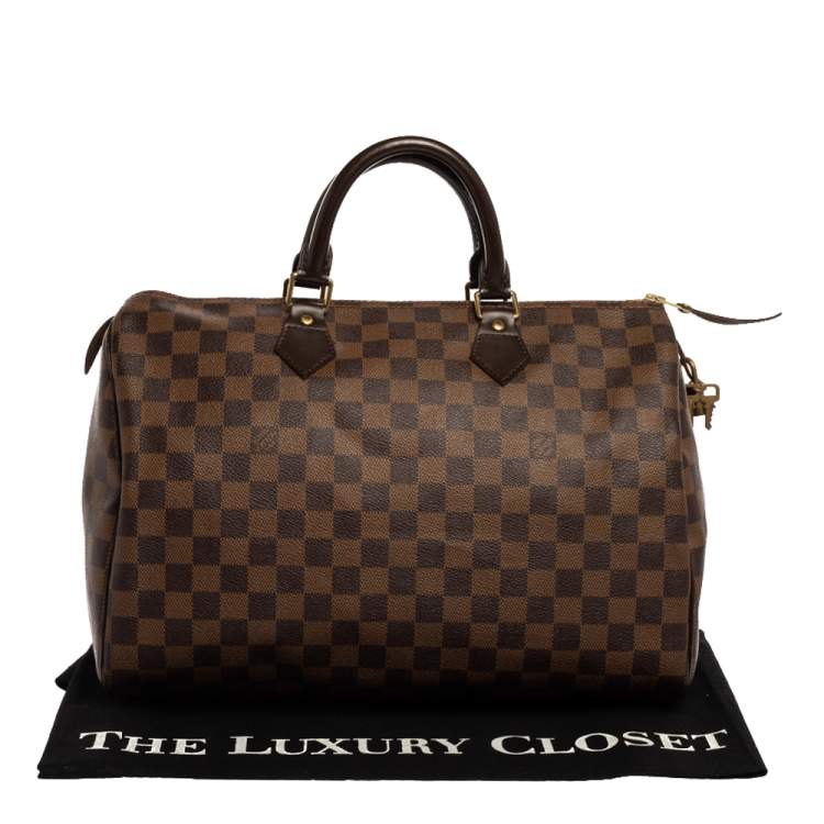 Pre Owned Louis Vuitton Damier Ebene Canvas Speedy 35 Bag