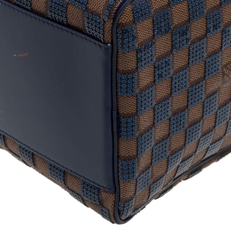 Pre Owned Louis Vuitton Blue Damier Ebene Paillettes Limited Edition Speedy 30 Bag