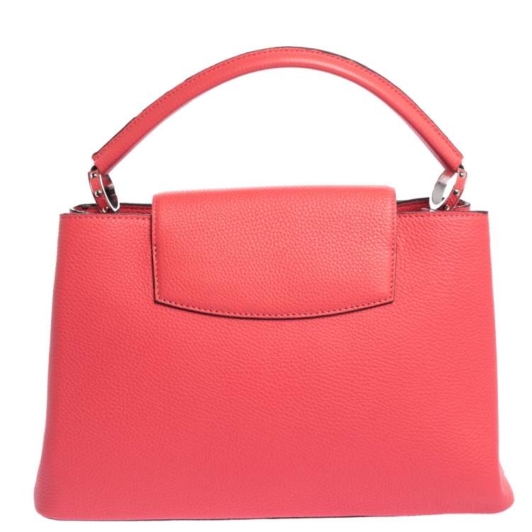 Pre Owned Louis Vuitton Coquelicot Taurillon Leather Capucines MM Bag
