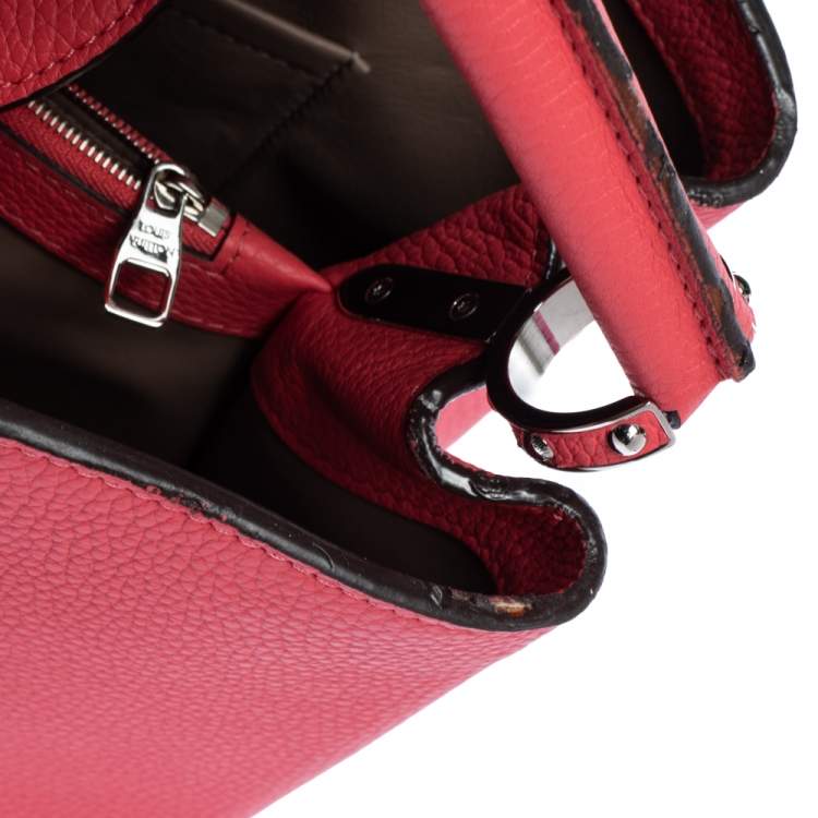 Pre Owned Louis Vuitton Coquelicot Taurillon Leather Capucines MM Bag
