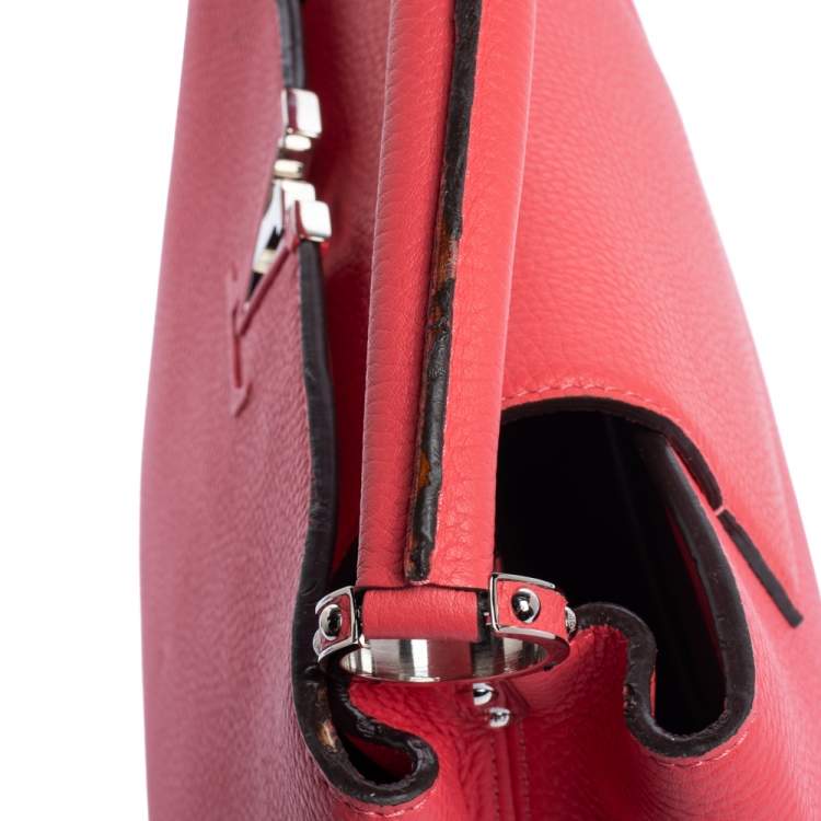 Pre Owned Louis Vuitton Coquelicot Taurillon Leather Capucines MM Bag