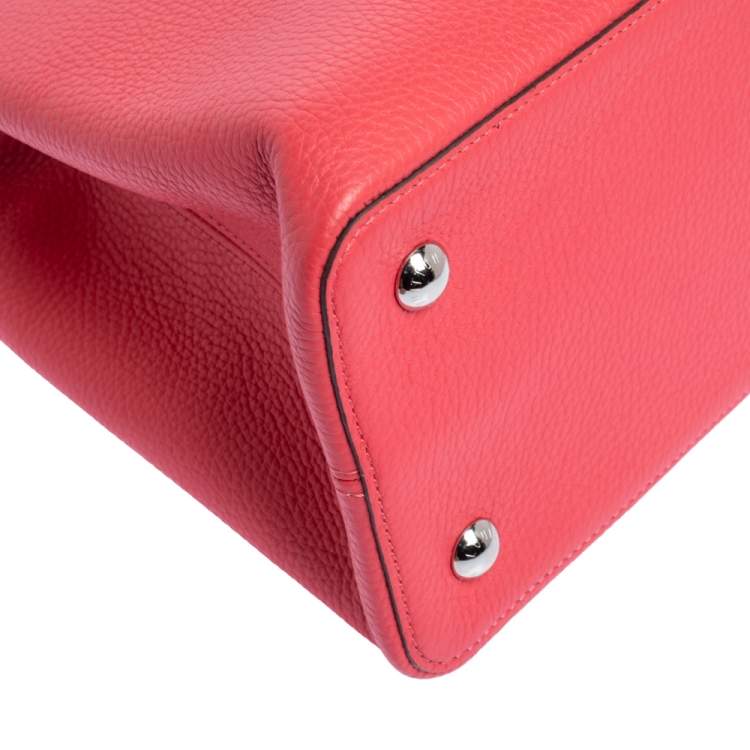 Pre Owned Louis Vuitton Coquelicot Taurillon Leather Capucines MM Bag