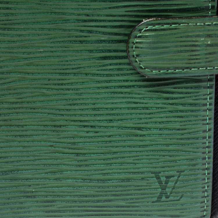 Pre Owned Louis Vuitton Borneo Green Epi Leather Small Ring Agenda Cover