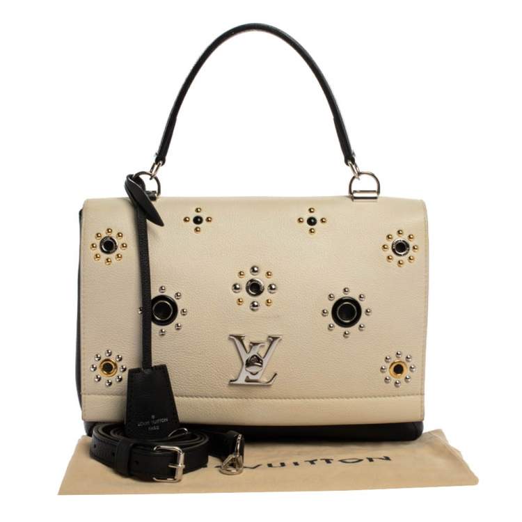 Pre Owned Louis Vuitton Black/White Leather Lockme II Mechanical Flower Bag