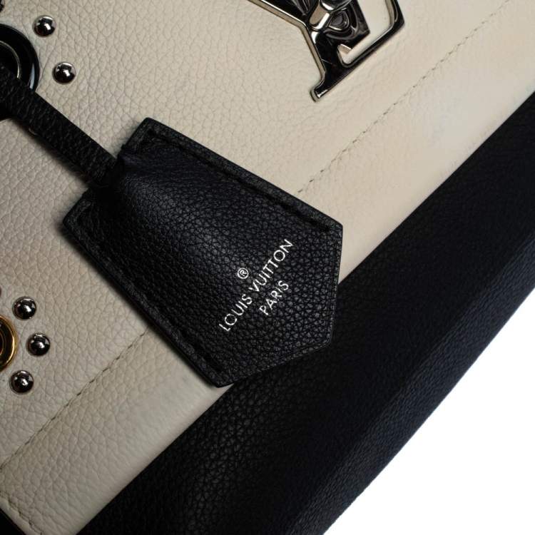Pre Owned Louis Vuitton Black/White Leather Lockme II Mechanical Flower Bag