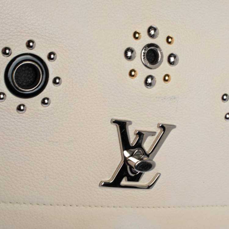 Pre Owned Louis Vuitton Black/White Leather Lockme II Mechanical Flower Bag