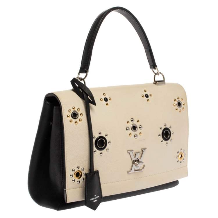 Pre Owned Louis Vuitton Black/White Leather Lockme II Mechanical Flower Bag