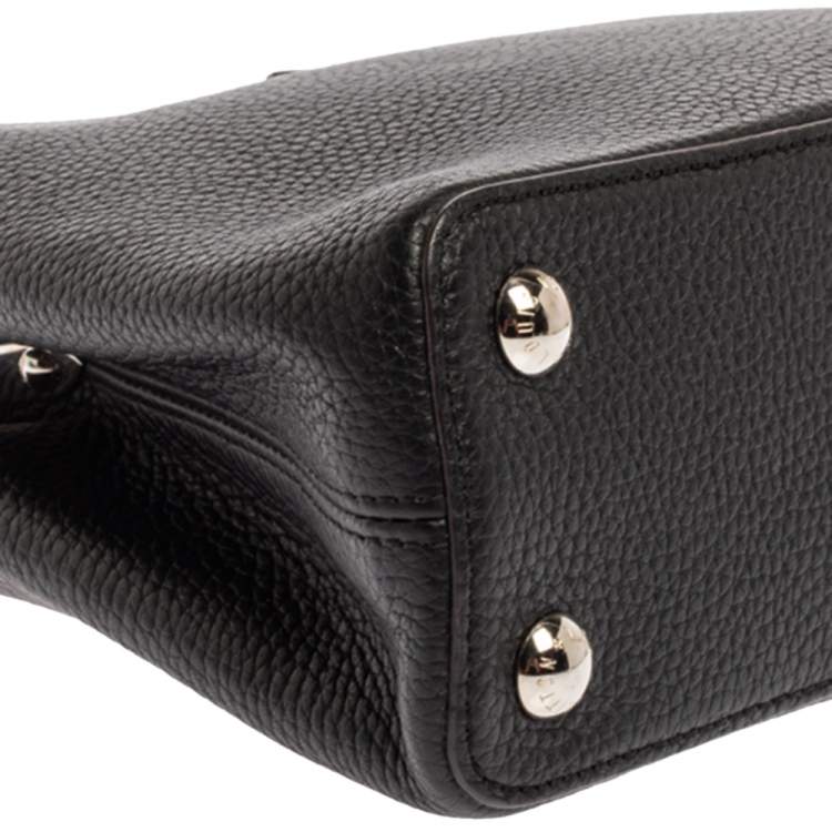 Pre Owned Louis Vuitton Black Leather and Python Capucines BB Bag