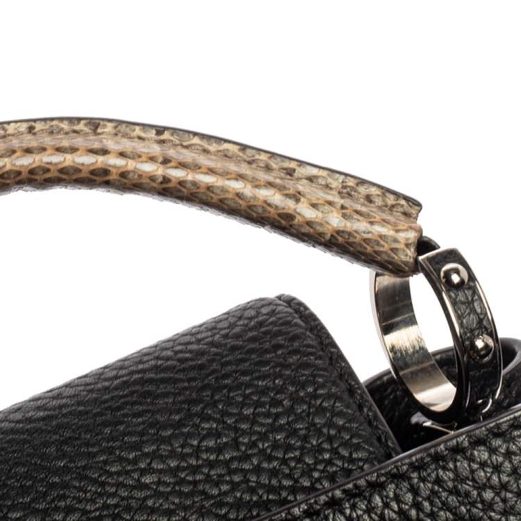 Pre Owned Louis Vuitton Black Leather and Python Capucines BB Bag