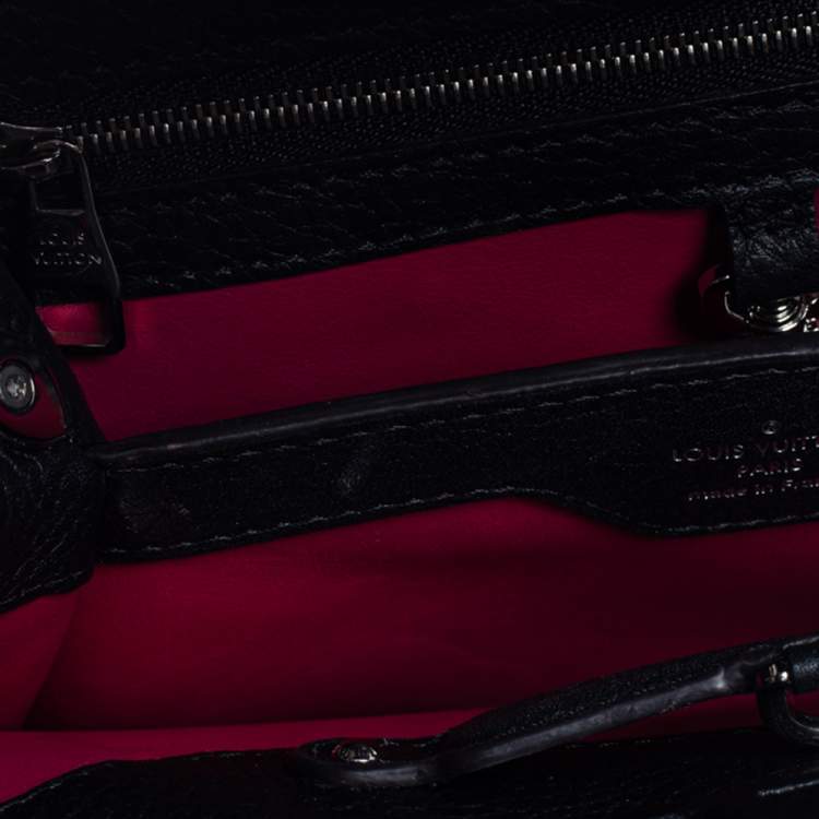 Pre Owned Louis Vuitton Black Leather and Python Capucines BB Bag