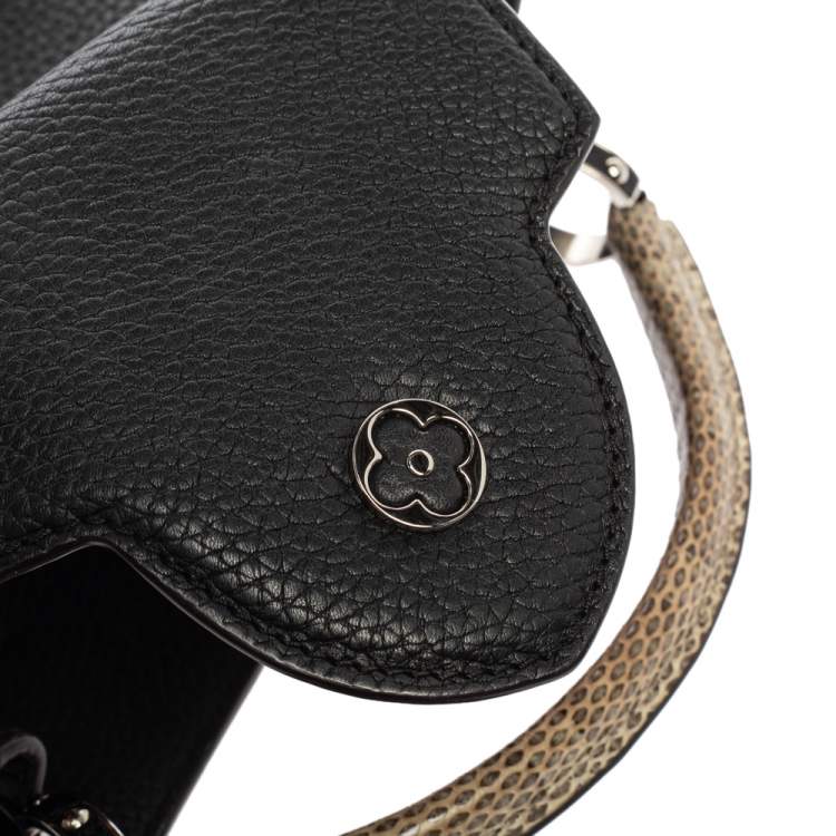 Pre Owned Louis Vuitton Black Leather and Python Capucines BB Bag