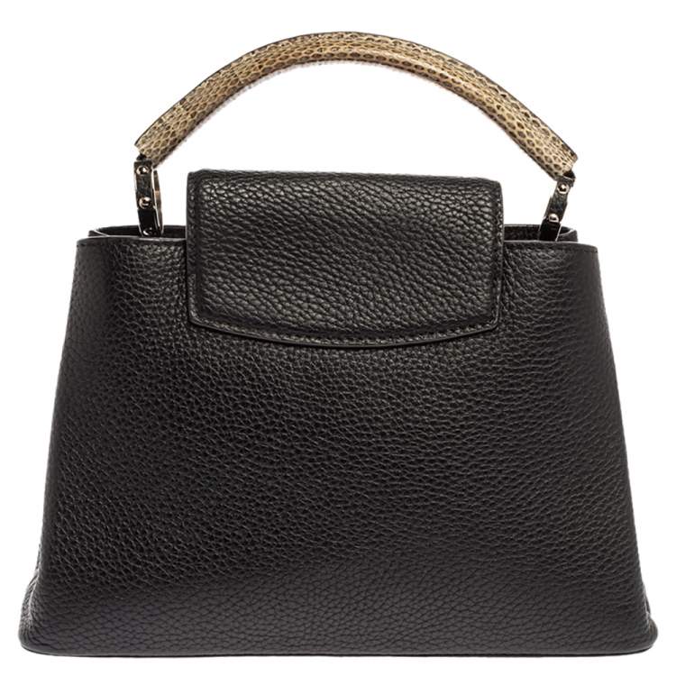 Pre Owned Louis Vuitton Black Leather and Python Capucines BB Bag