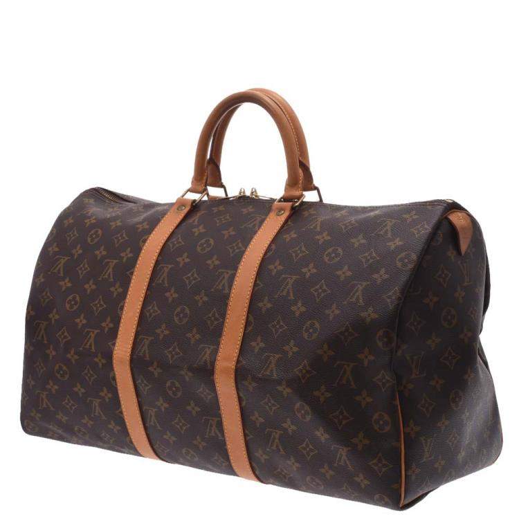 Pre Owned Louis Vuitton Brown Monogram Canvas Keepall 50 Bag