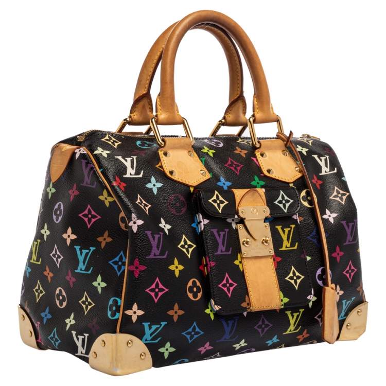 Pre Owned Louis Vuitton Black Monogram Multicolore Canvas Speedy 30 Bag