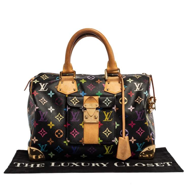 Pre Owned Louis Vuitton Black Monogram Multicolore Canvas Speedy 30 Bag