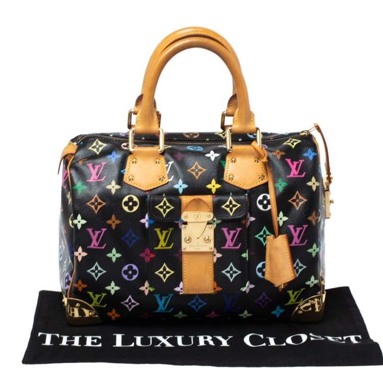 Pre Owned Louis Vuitton Black Monogram Multicolore Canvas Speedy 30 Bag